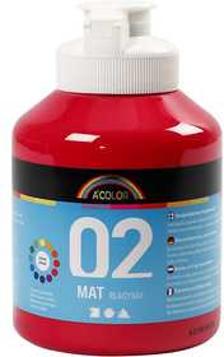 A-Color acrylverf, primair rood, 02 - matt, 500ml [HOB-32110]